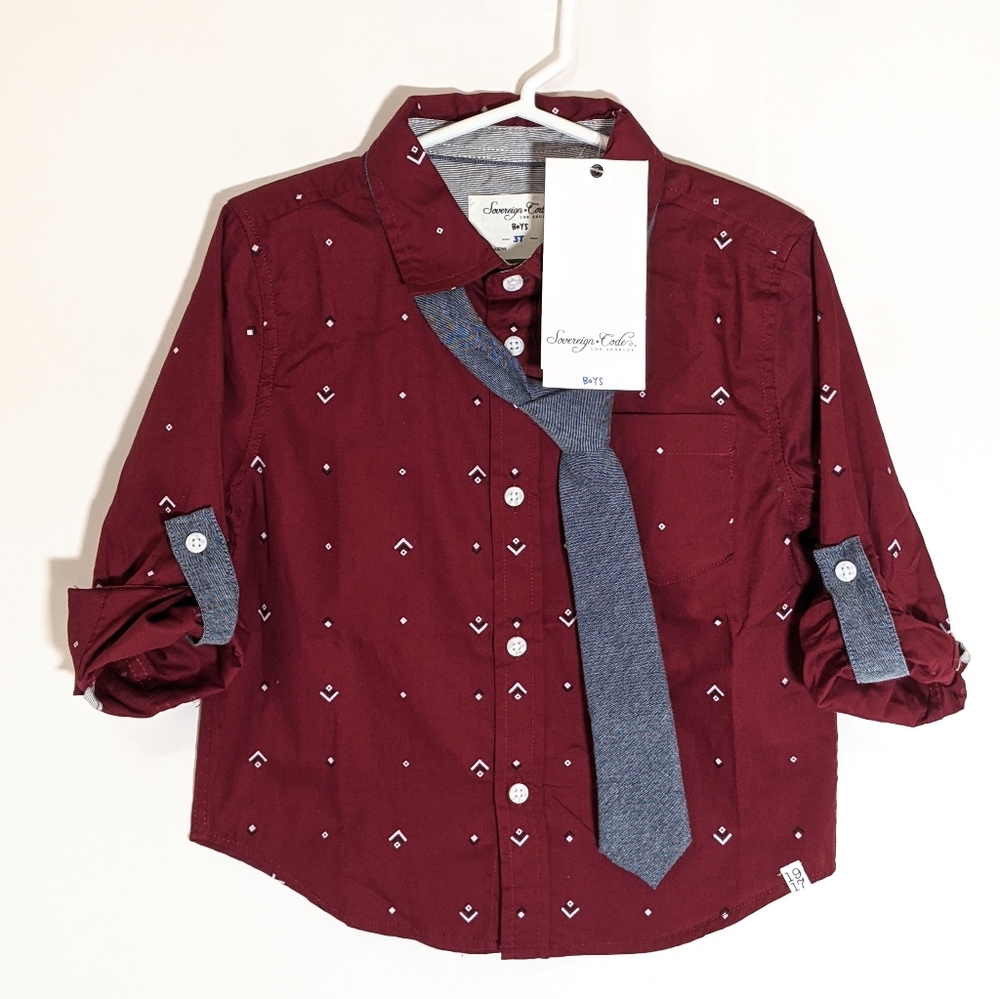 NWT Button Down with Tie by Sovereign Code Size 3T